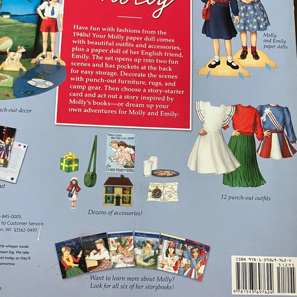 American Girl Doll Molly & Emily Play Scenes & Paper Dolls GUC - Picture 11 of 13